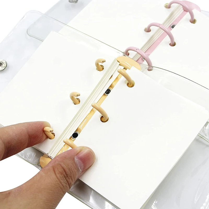 Mini 3-Ring Binder Cover para Notebook, transparente, claro, macio, PVC, anel redondo, 2 pcs