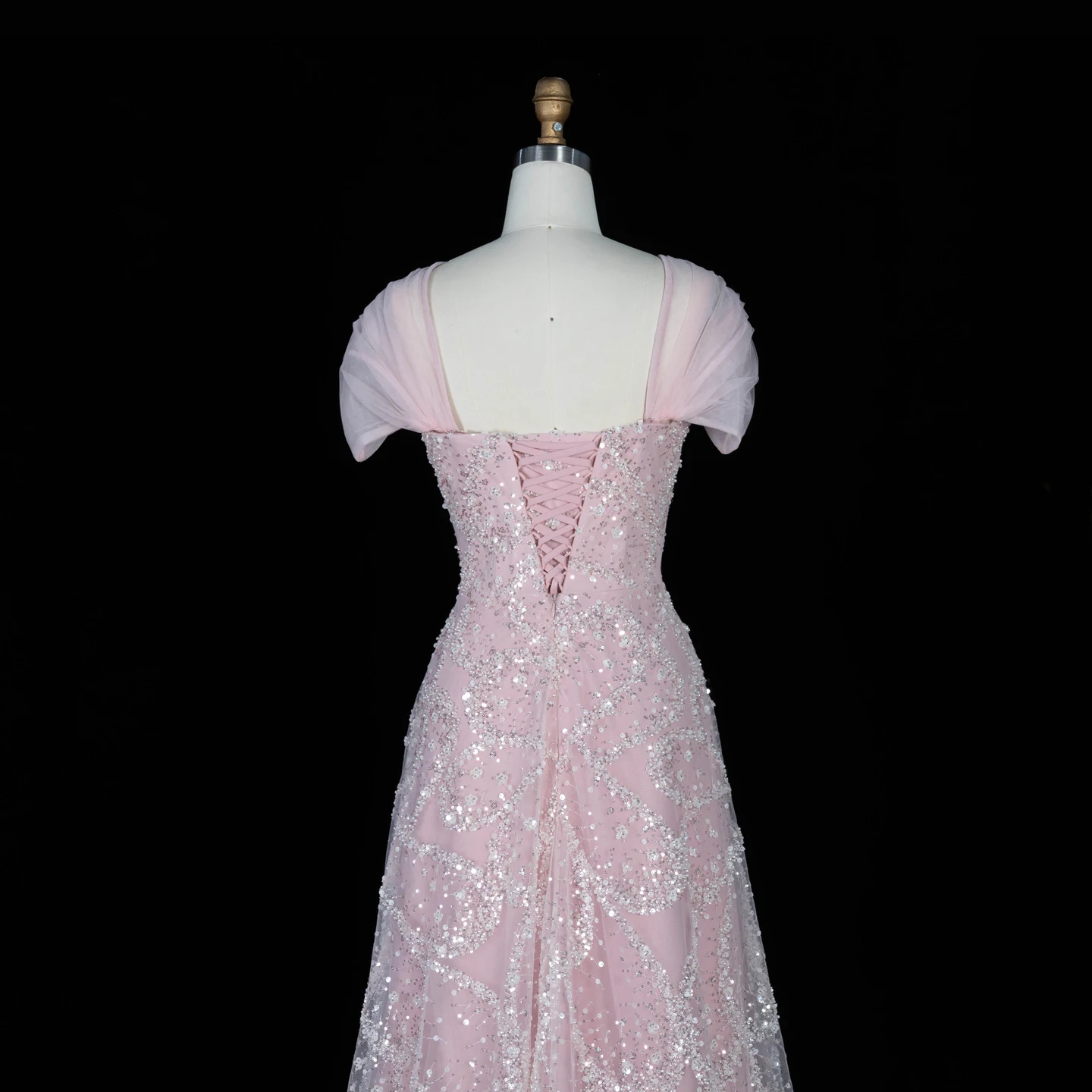 Sharon Said 2026 Neues Abendkleid in Farbverlauf Rosa mit Perlen, gedrehtem Neckholder, A-Linie, Dubai Arabisches Damen-Abendkleid SS709 Maßanfertigung – Detail 29