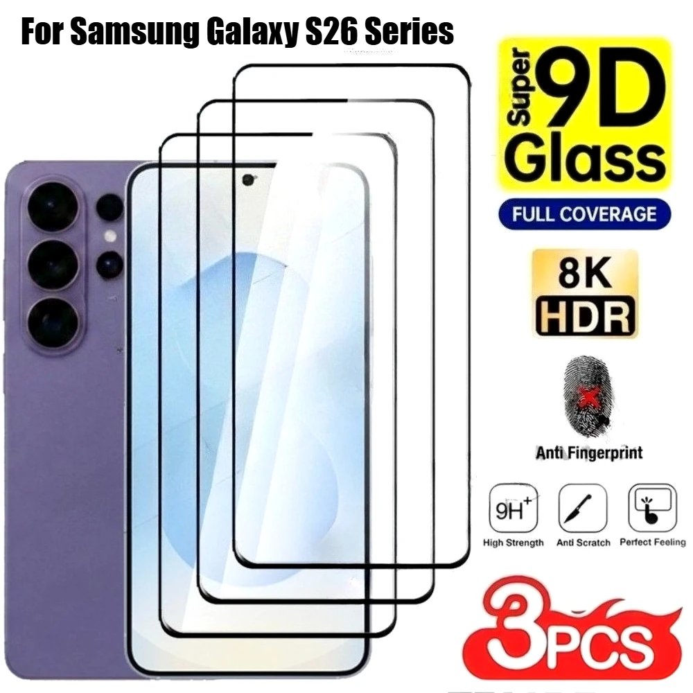 

3Pcs Full Cover Tempered Glass for Samsung Galaxy S26 S25 S24 Ultra S23 S22 S21 Plus S26 S25 Edge Anti-Scratch Screen Protectors