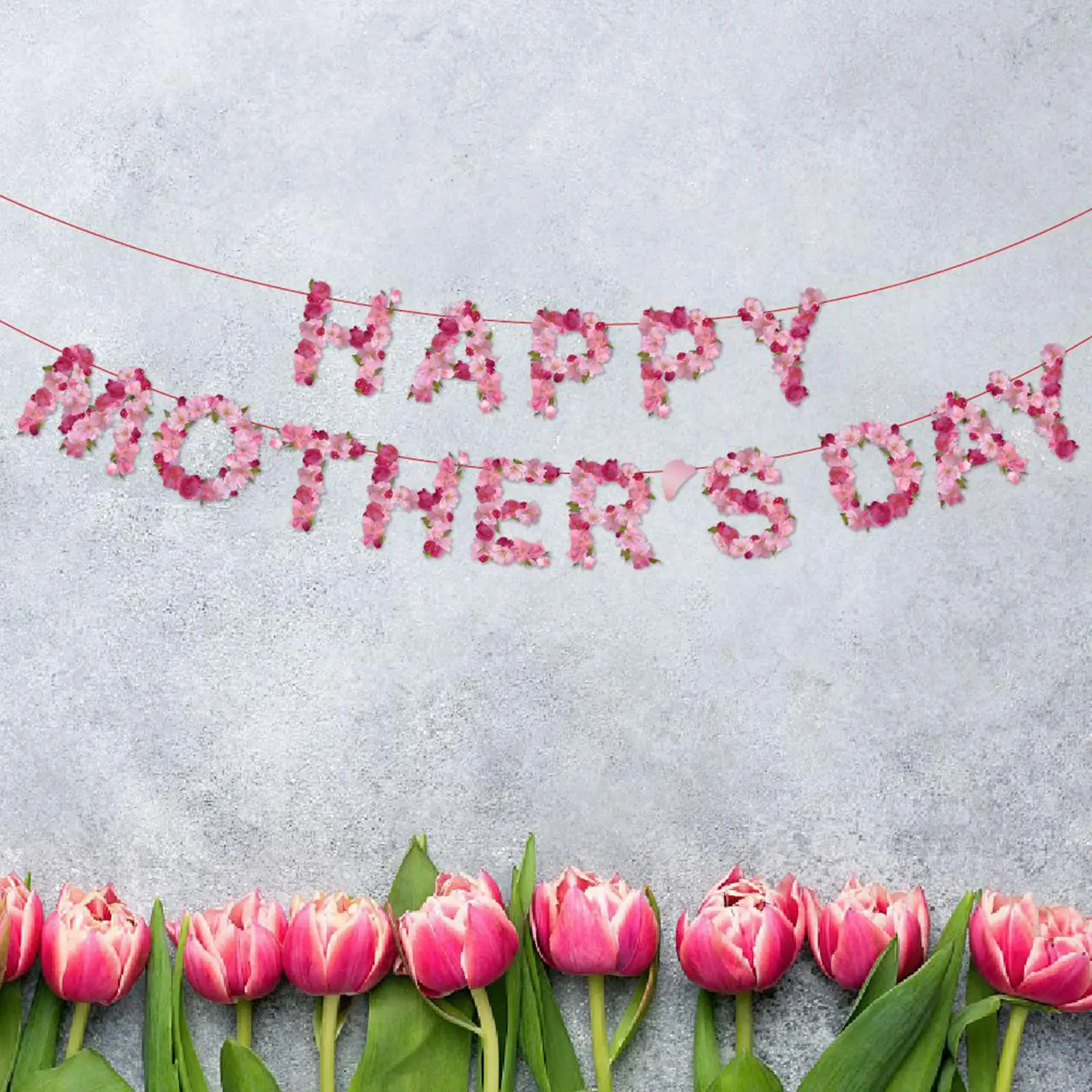 Happy Mother's Day Banner Decorative Pull Flag Hanging Decoration for Living Room Garden Cafe Garland Supplies Themed Party