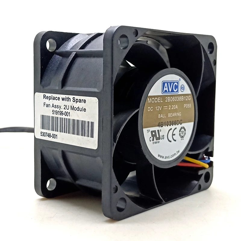 Wentylator Pwm 60mm AVC 6038 12V podwójna kula szybki wentylator 2B06038B12G 6cm 60X60X38mm wentylator mocy serwera komputerowego