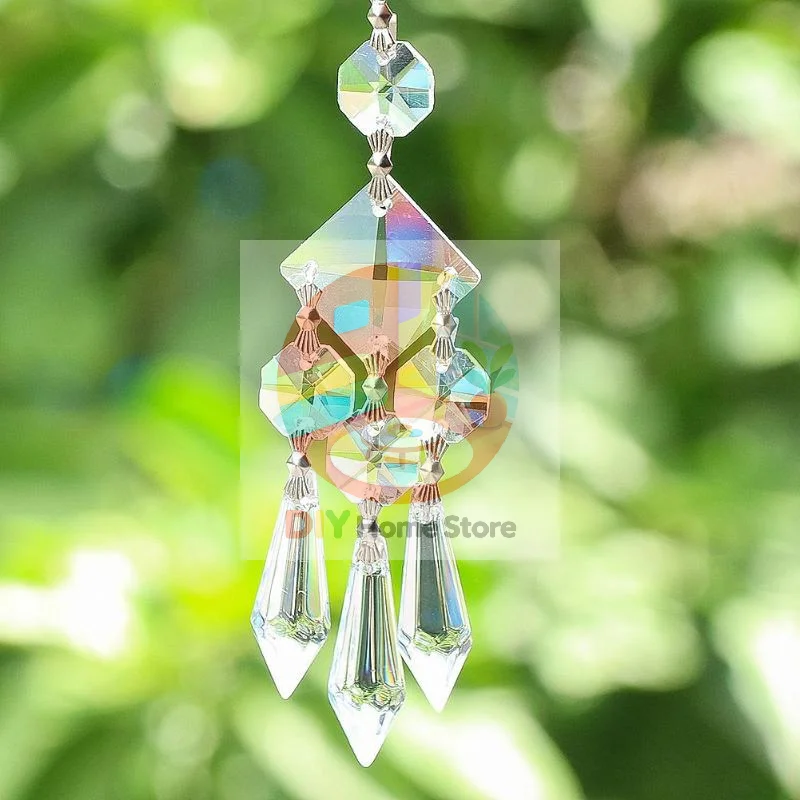Gorgeous Glass Crystal Prism Suncatcher Chandelier Parts Crystal Lucky Hanging Pendant Handmade Christmas Wedding Decor