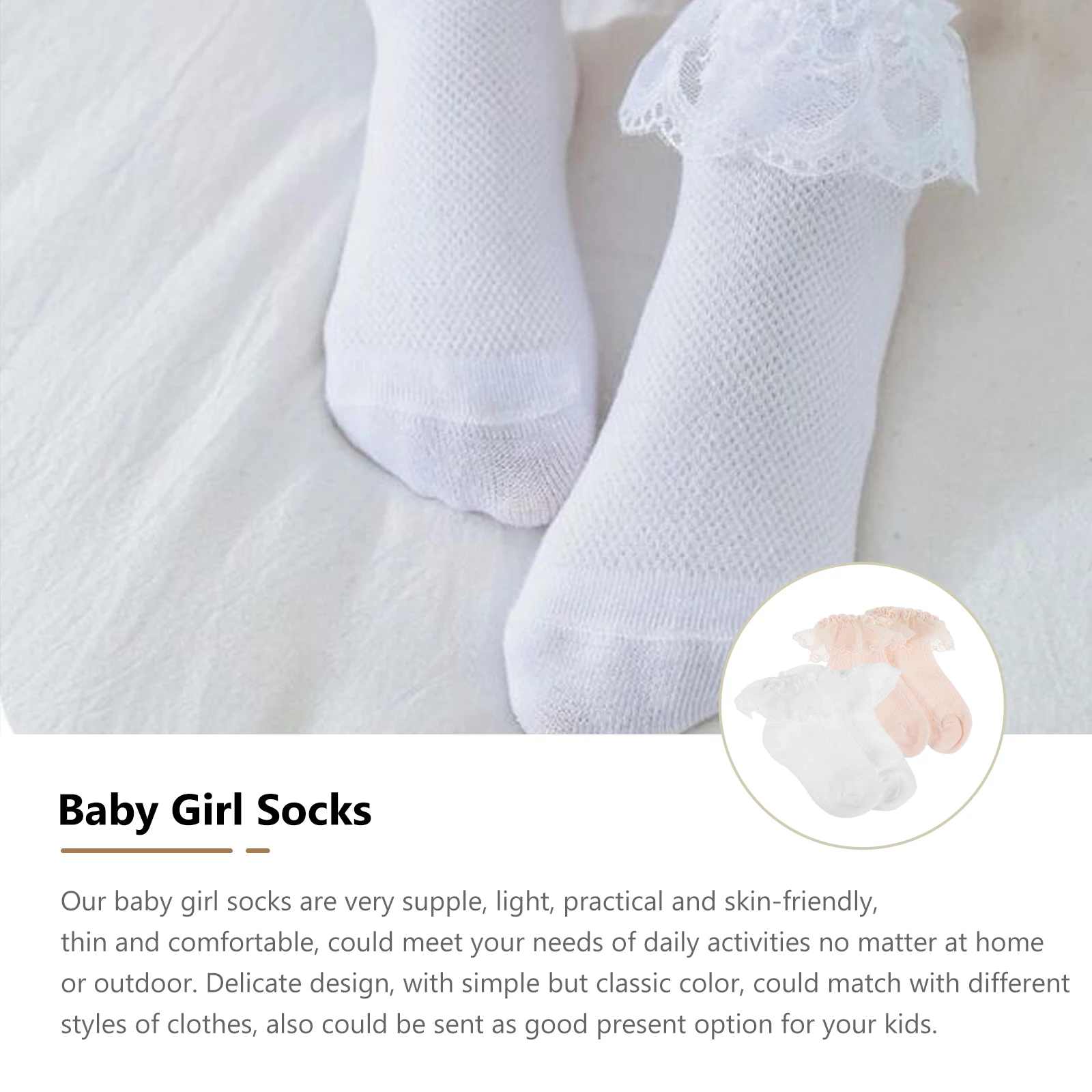 

4 Pairs Baby Girl Socks Children Fishnet Lace Ankle White Pink 3 5Y Toddler Short Infant Stockings Kids Clothing
