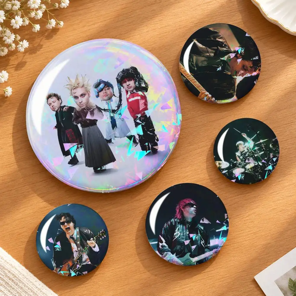 S-5SOS Band 5 S-Seconds of Summer Custom Tinplate Round Button Badges Pins Brooches for Clothes Backpack