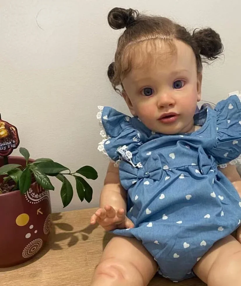26''artiste peinture Reborn bébé Pippa avec cheveux bruns enracinés à la main déjà fini poupée avec différentes poupées habillées pour fille