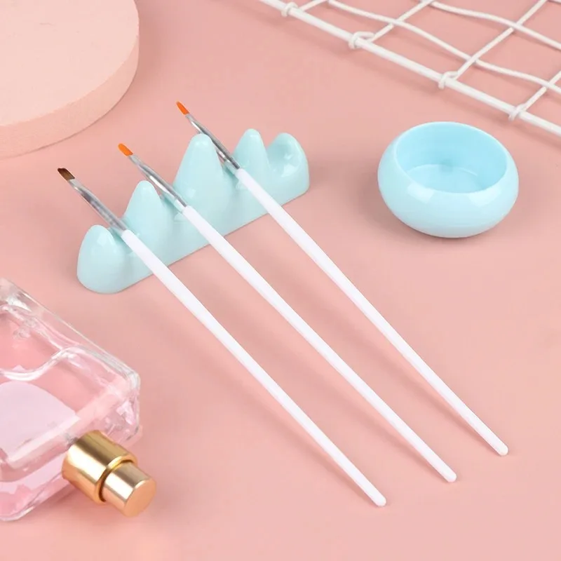 New In 1set Professional Nail Brush Washing Equipment Acrylic Liquid Powder Container Nail Cup Nail Rrush Holder Manicure Tools