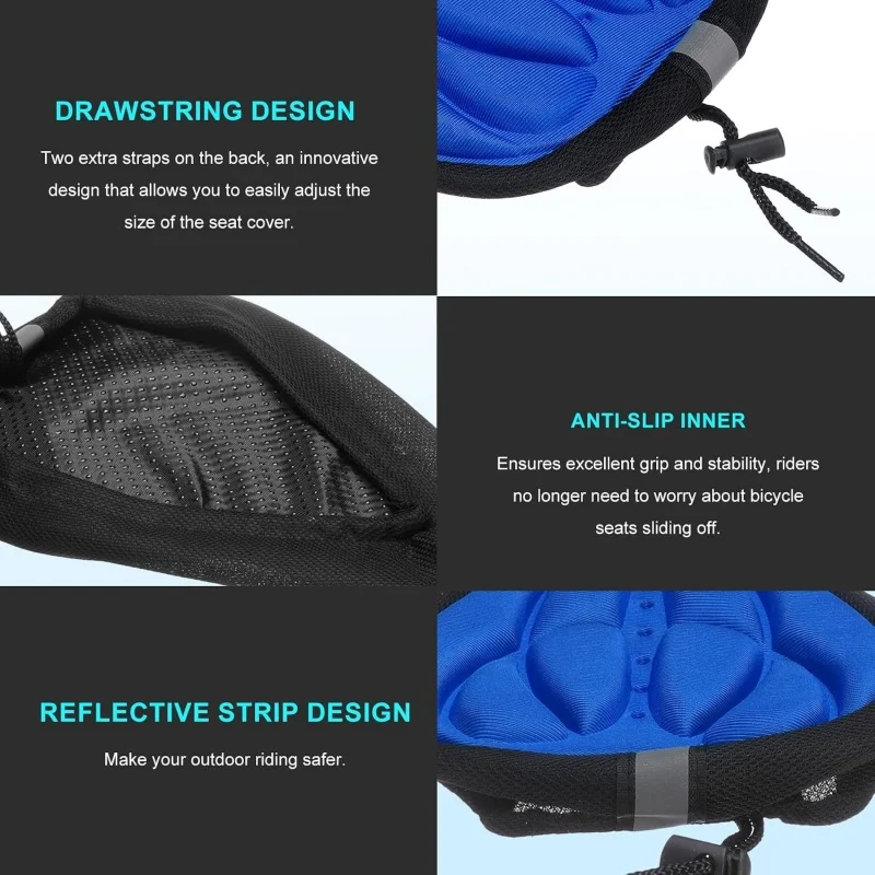3D Comfort Breathable Bike Seat Cushion Cover Fit Mountain Road Bicycle Shock Absorb Riding Accessory Protective Cover  Riders