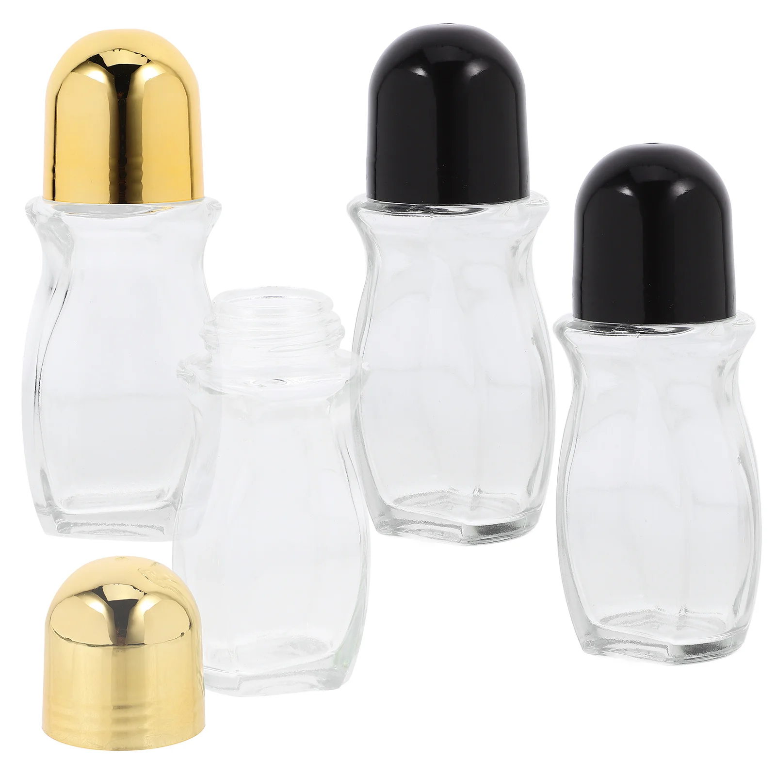 Bouteilles à roulettes en verre pour huiles essentielles de 50ml, petits conteneurs rechargeables pour distributeur d'aromathérapie de voyage, bouteille à roulettes en verre, 4 pièces