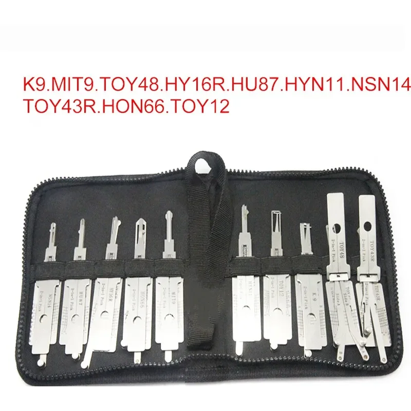 Smart Tools Asian 10PCS 2 IN 1 Lock Pick and Decoder K9 MIT9 TOY48 HY16R HU87 HYN11 NSN14 TOY43R HON66 TOY12 Locksmith Tool