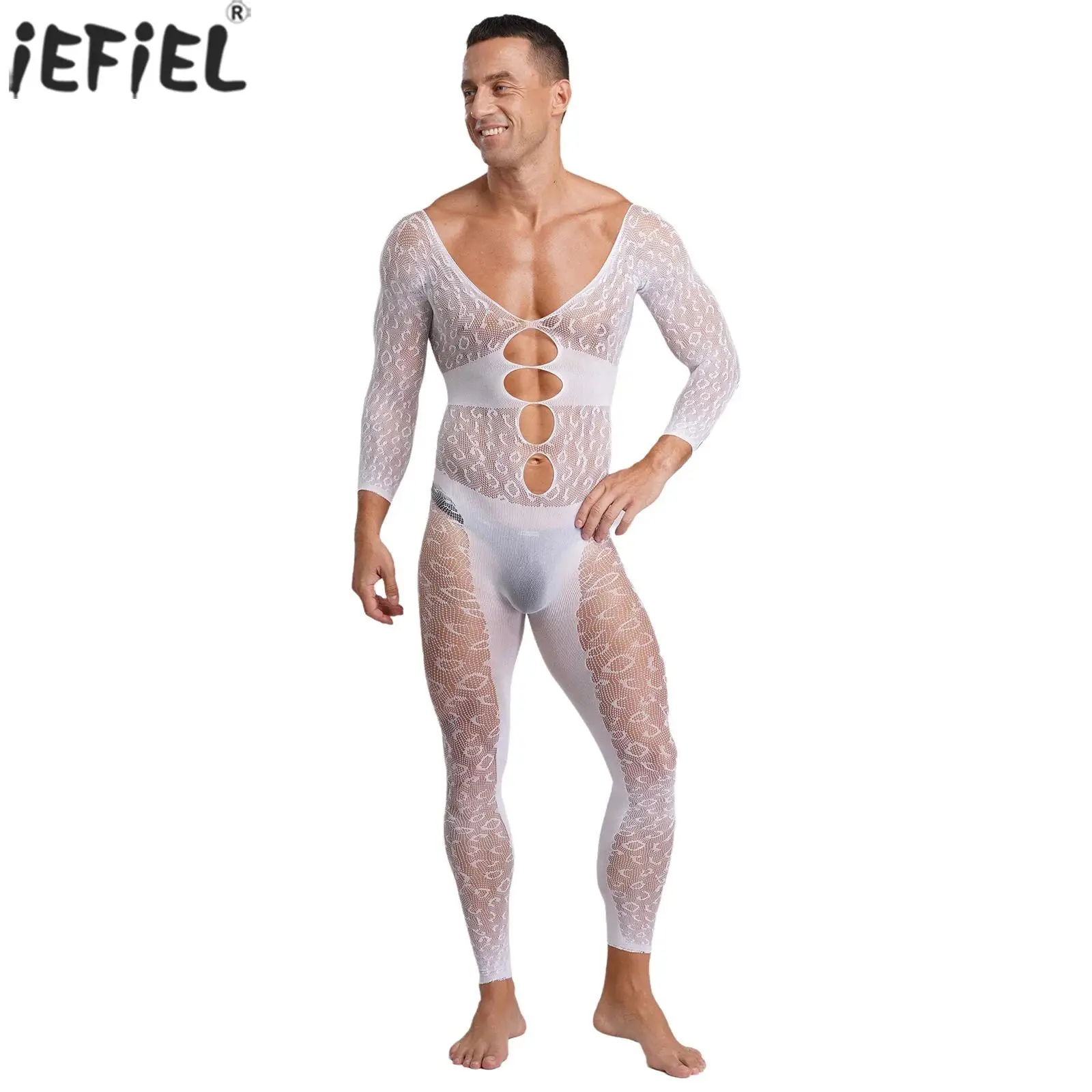 

Men Sexy Adult Ultra Thin Sheer Mesh Fishnet Body-stockings Catsuit for Gays Couple's Erotic Tempting Role Play Nightwear Suits