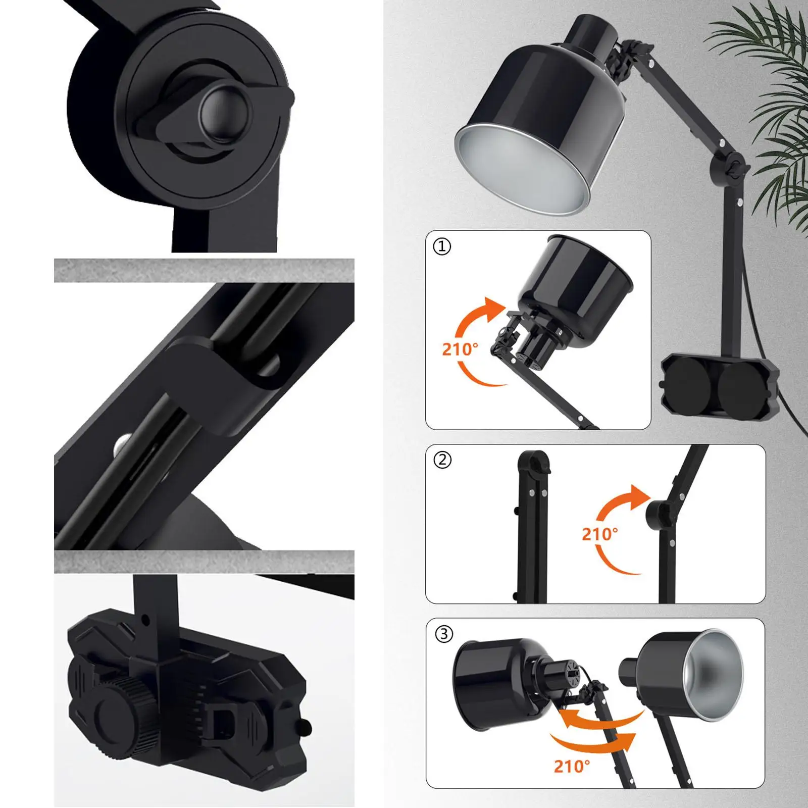 

Reptile Lamp Stand Compact Base Adjustable Light Support for Heating Lamp in Terrarium Habitat