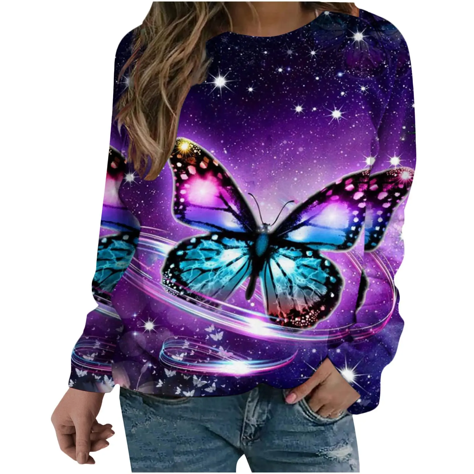 Butterfly Pattern Sweatshirts 3D Print Hoodies Women Long Sleeve Y2k Hoodie Streetwear Oversized Pullovers Tops Woman Clothing