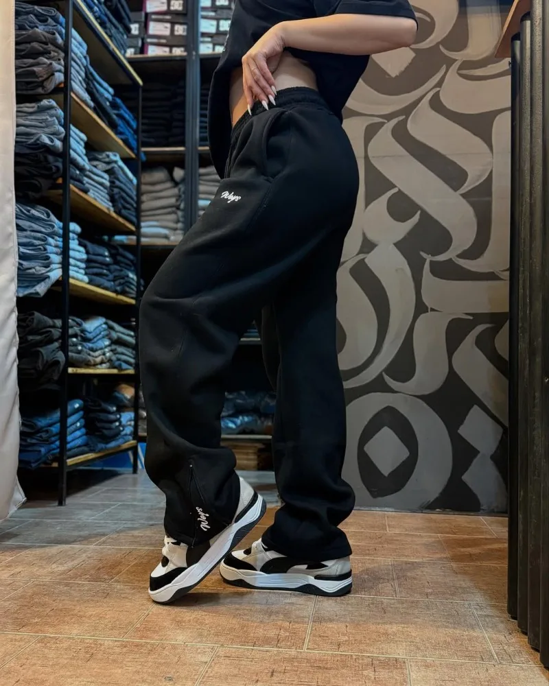 

New Y2K lettered hem zipper design casual pants for both men women gothic trendy high street hip-hop Harajuku versatile pants