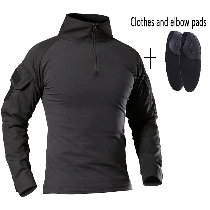 US Army Training Tactical Shirt Men Camping Hunting Cotton Combat Military Shirts Camoufalge Uniform Clothing With Elbow Pads