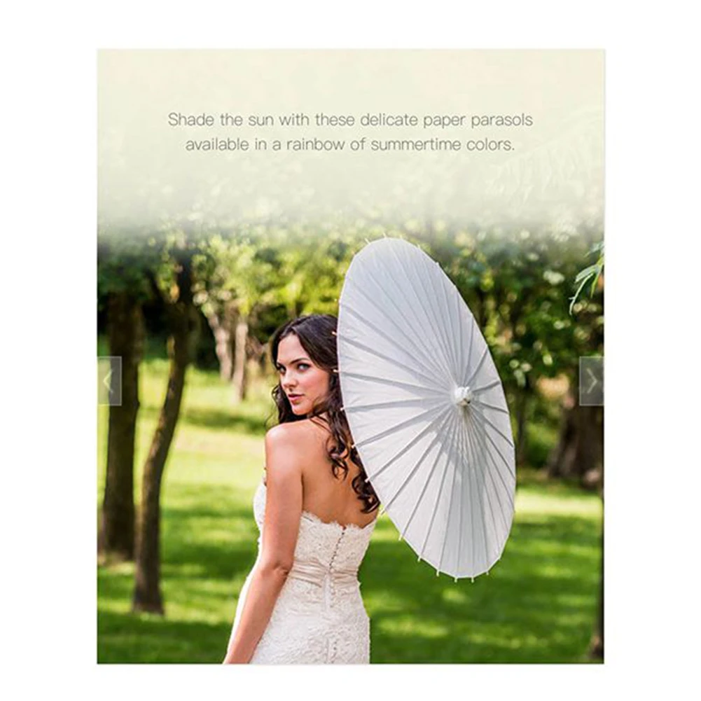 12PCS Paper Parasol Beach Umbrella White DIY Umbrella Photography Props For Baby Shower Partys Wedding 60Cm/23.6Inch