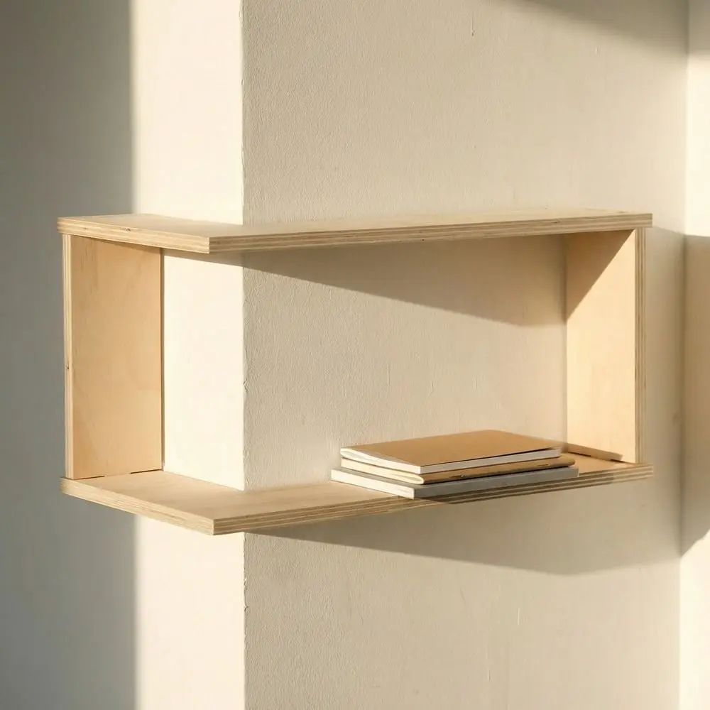 Wooden Floating Corner Shelf Large Capacity Decorative Trapezoidal Corner Shelf Space Saving Modern Statue Organizer Kitchen