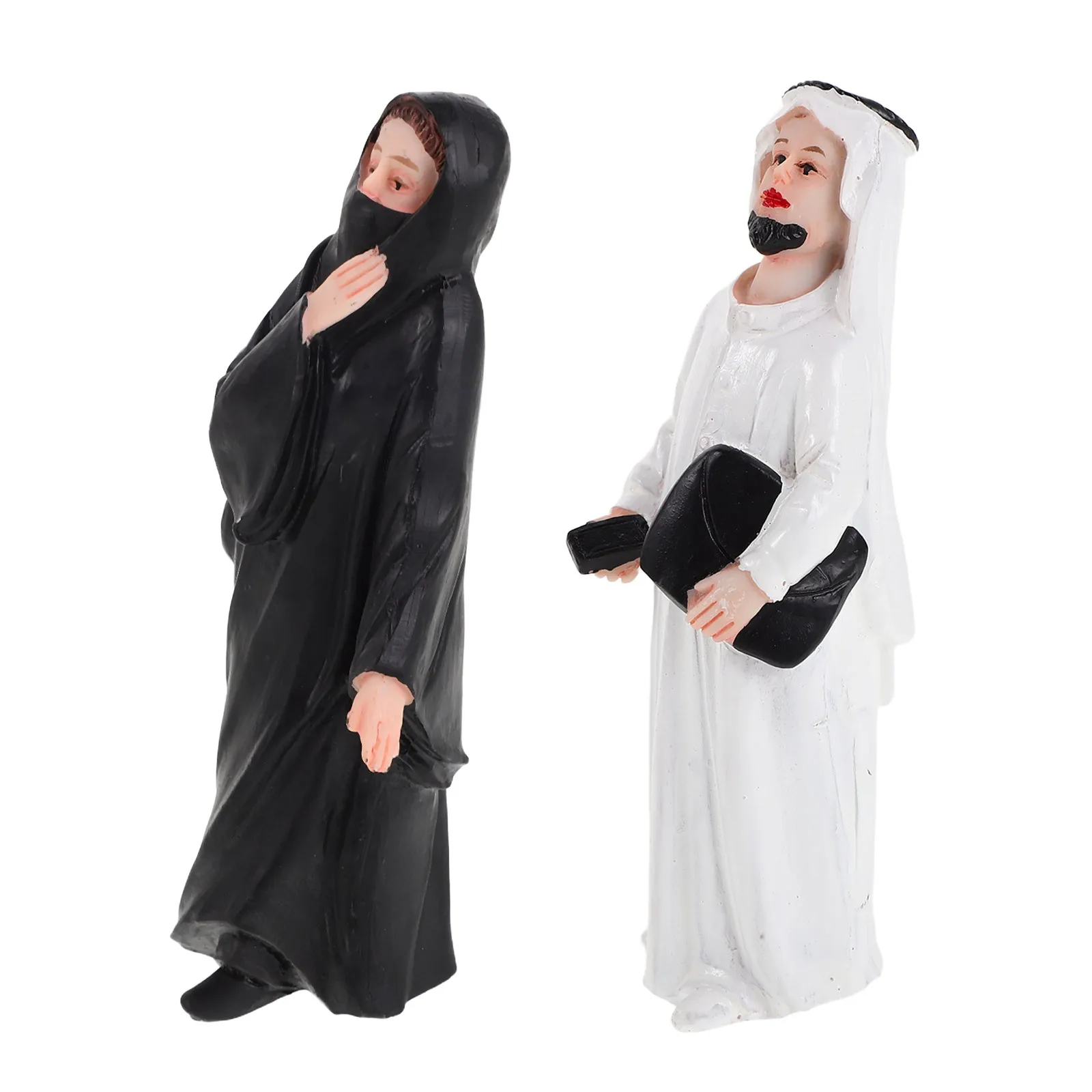 

2Pcs Arab Couple Resin Miniature Bonsai Decor Arab Cake Topper Micro Landscape Resin Craft Figures Islamic Sculpture