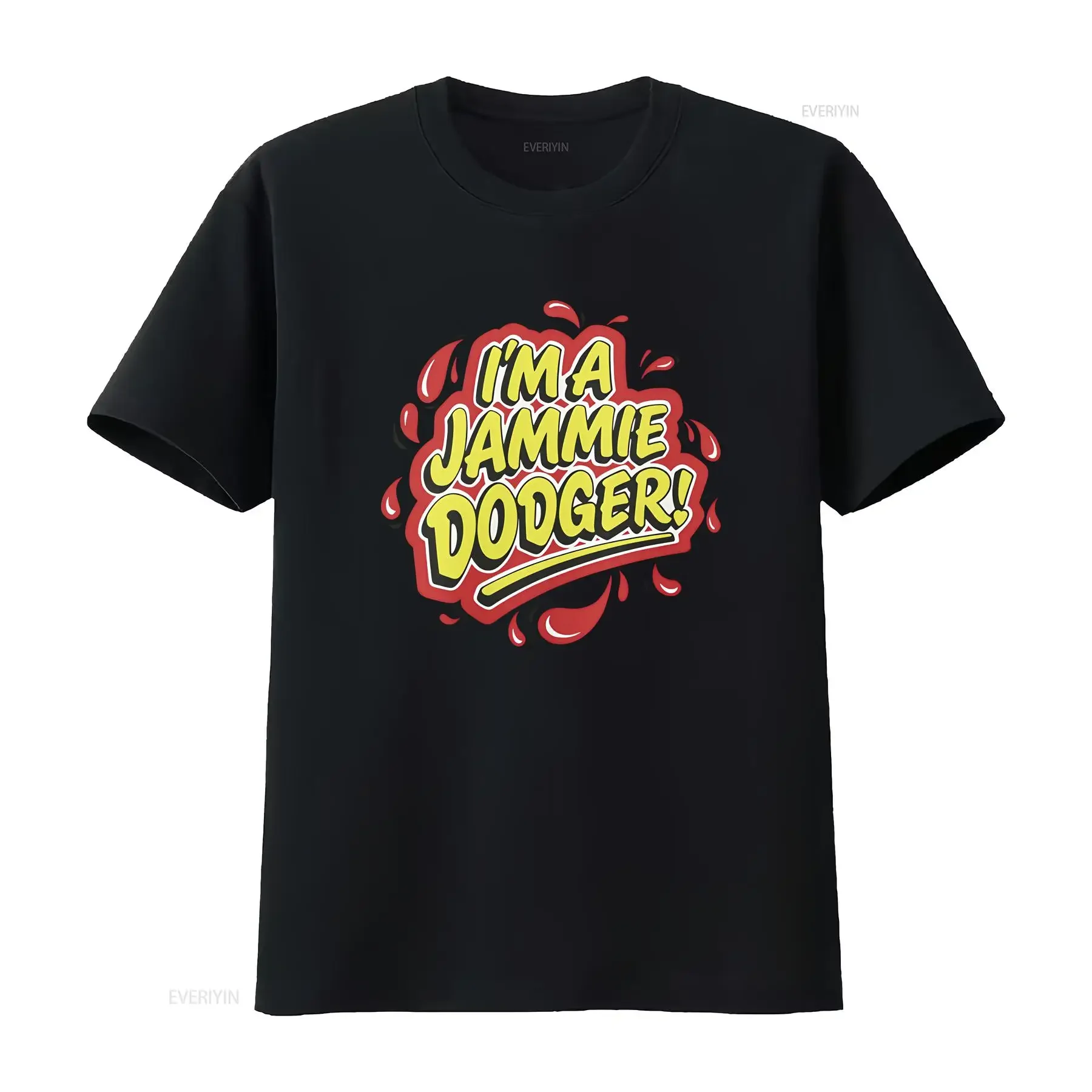 Retro Fun I'm A Jammie Dodger Splat T shirt Adult  Cool Party Top or Novelty  vintage Washed Breathable Versatile fashion