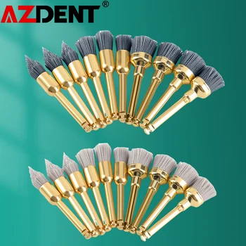 AZDENT 10 قطعة فرشاة تلميع الأسنان أكسيد الألومنيوم/كربيد السيليكون تلميع Prophy فرش لقبضة زاوية كونترا