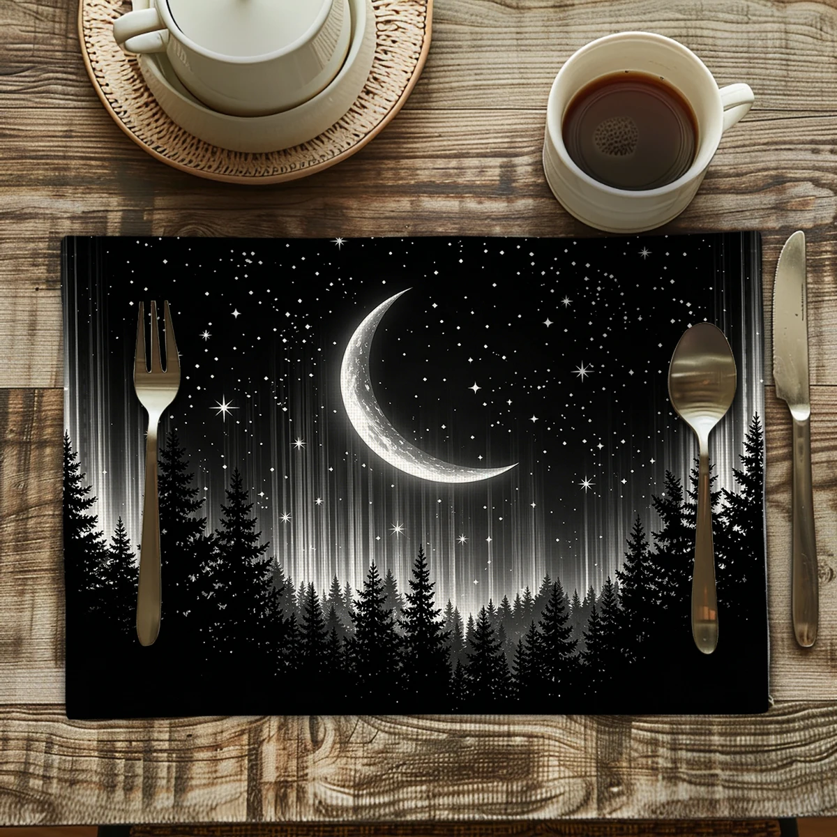 Chic Intertwined Heart Line Pattern Polyester Placemat, Decorative Table Mat for Dining, Coffee Table Home Daily Use