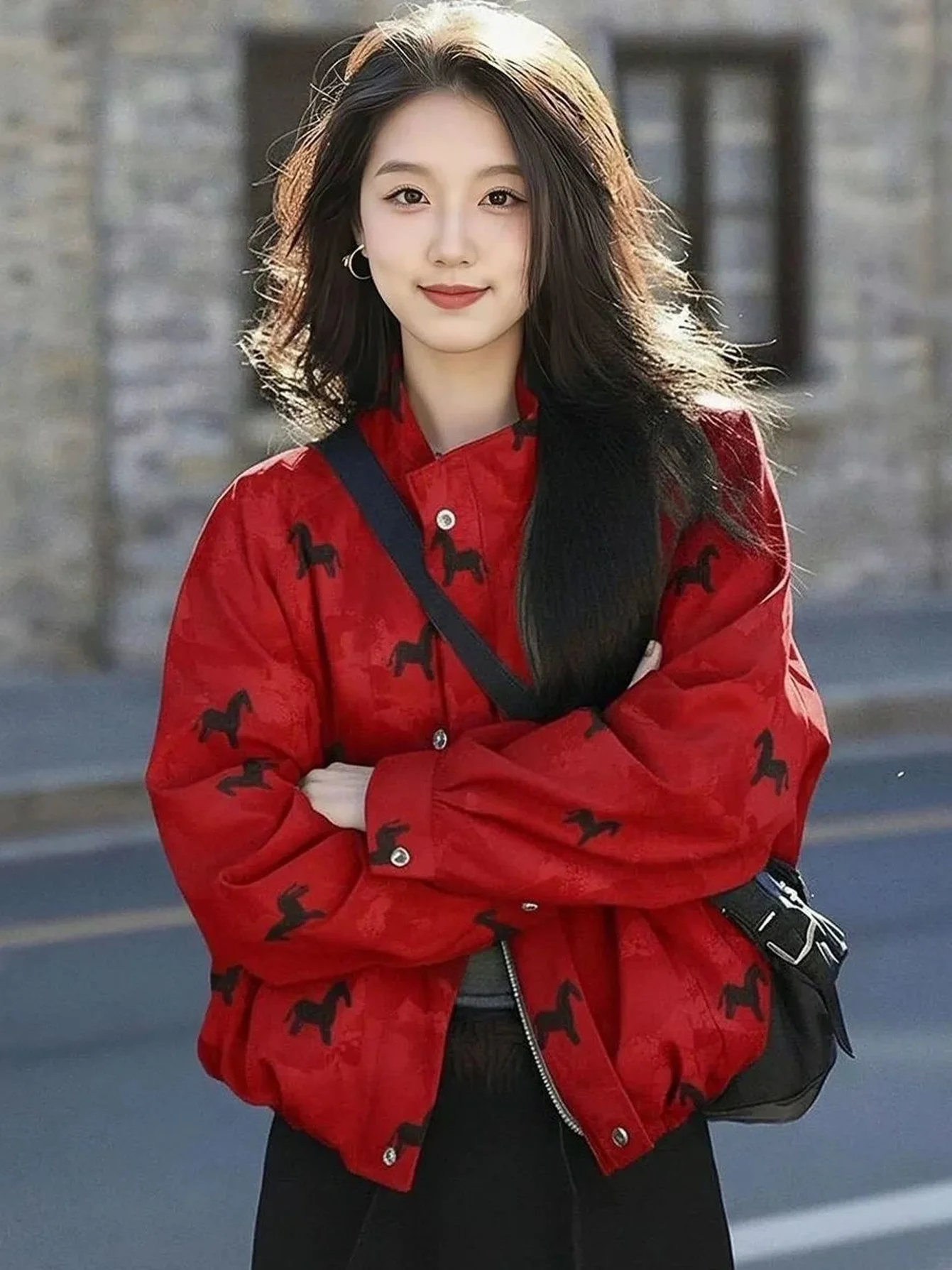American Style Red Jacket Women's Short Coat Unique Beautiful High-End Feeling Autumn New Style Fashionable Top Zipper Design