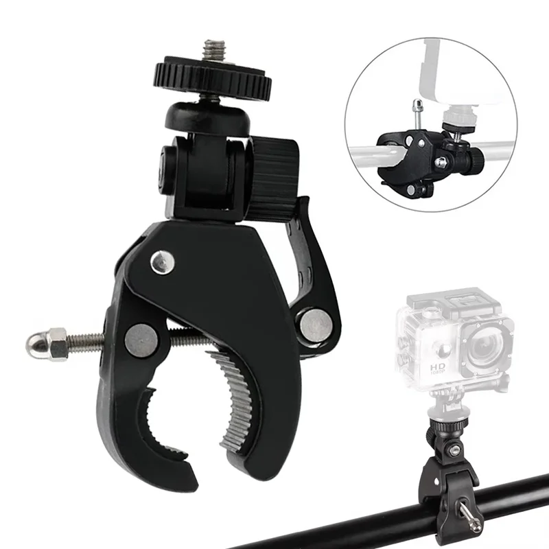 360 Degree Handlebar Clamp 1/4 Screw Adapter Rotating Camera For GoPro Camera DV Tripods Cycling Outdoor Recording Bike Bracket
