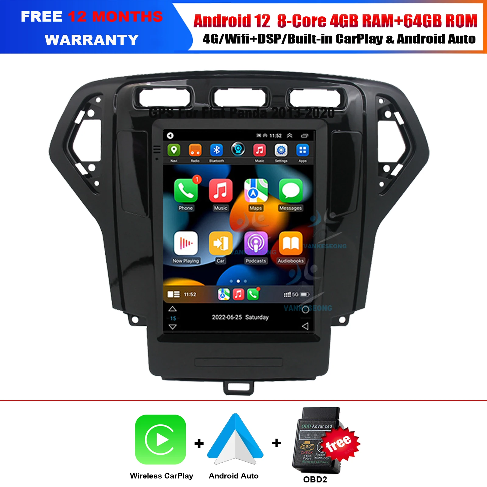 KS9809M 9.7 inch Wireless Carplay Android Auto 4G 4+64GB Car Multimedia DAB Radio For Ford Mondeo MK4 2007-2010 GPS Car Stereo