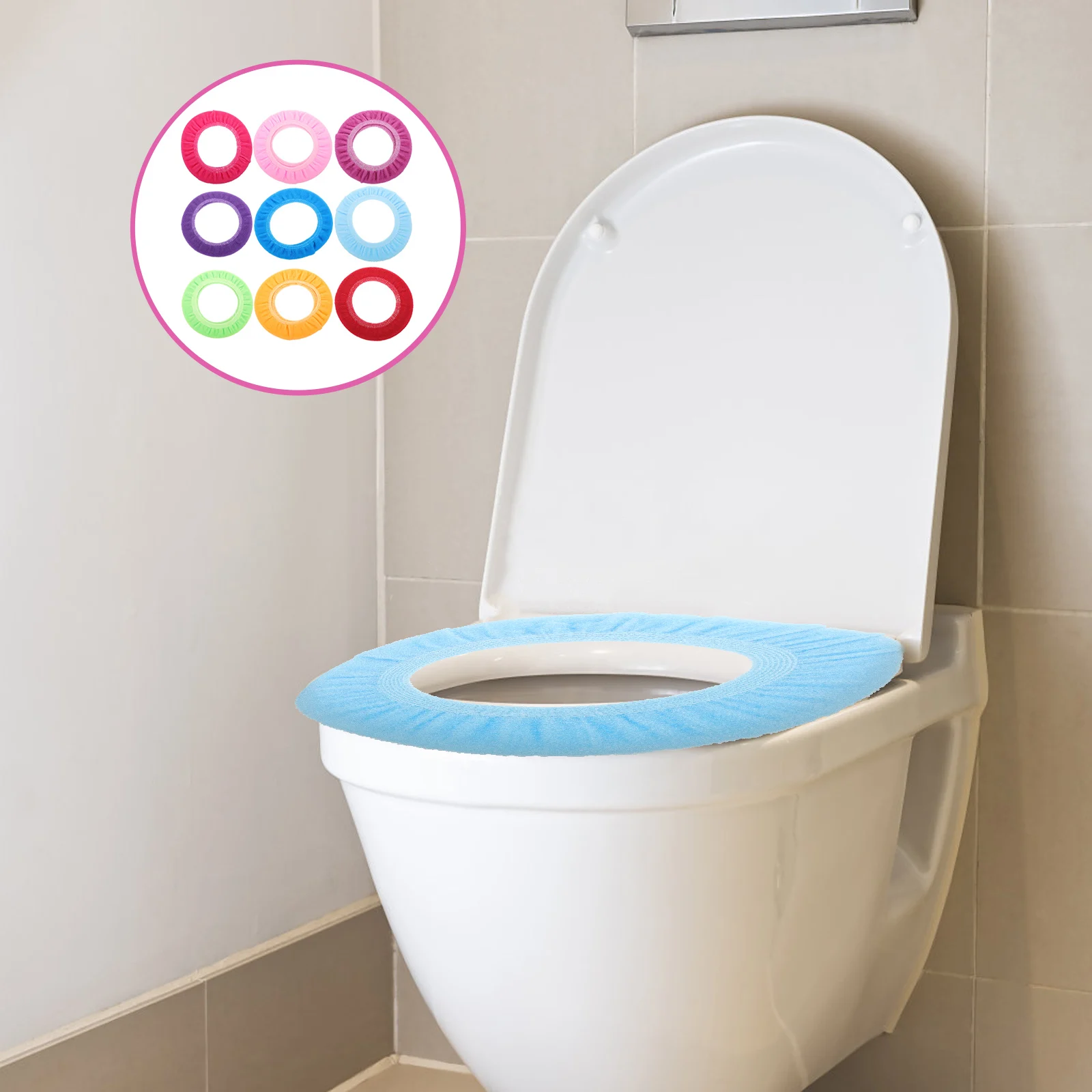 

9pcs Toilet Seat Cover Washable Reusable Cushion Soft Thick Warmer Polypropylene Pad for Seniors Travel Winter Use