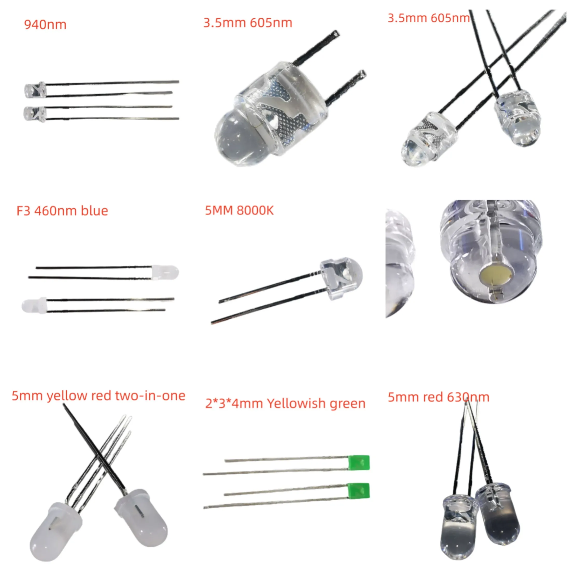 

3mm 5mm LED Diode Assorted Kit, White Green Red Blue Yellow Orange F3 F5 Light Emitting DIY led lights Diodes electronic kit