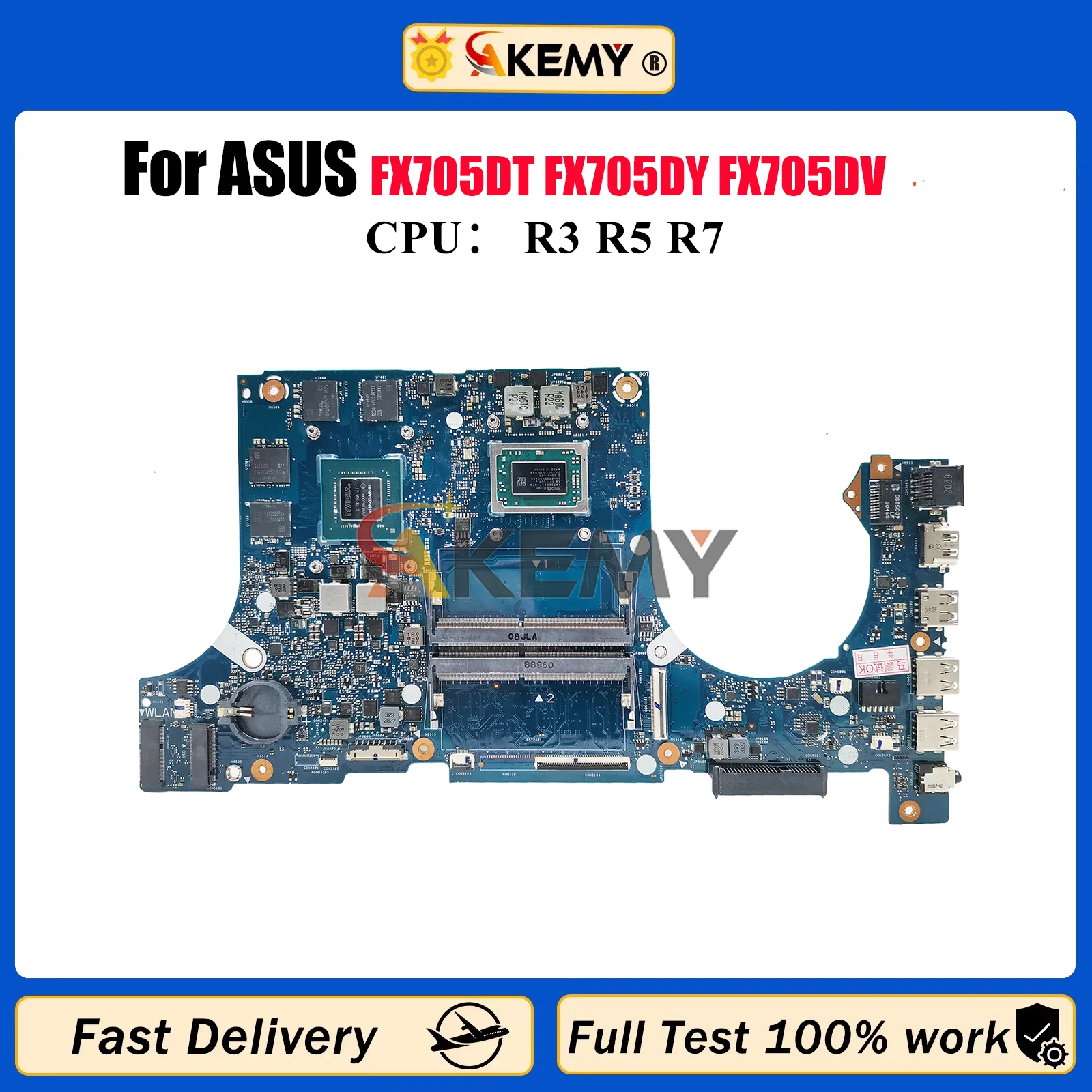 

FX705DT Laptop Motherboard For ASUS TUF Gaming FX505D FX95D FX705GD FX705GE FX705GT Mainboard W/ R3 R5 R7 CPU tests OK fast ship