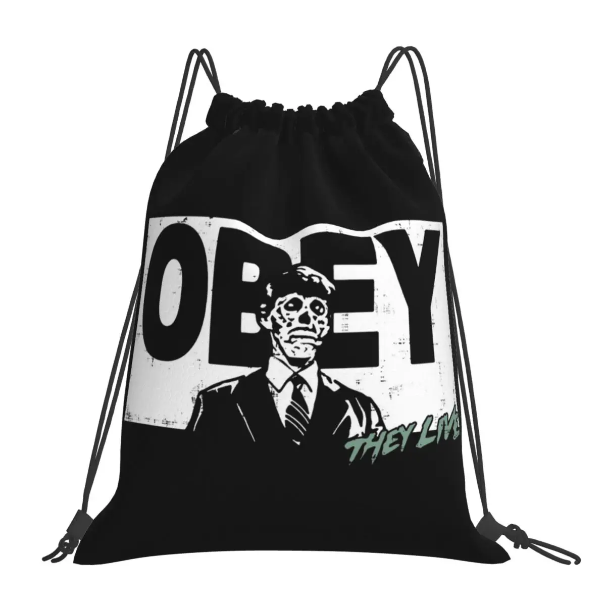 

They Live Obey Backpacks Fashion Portable Drawstring Bags Drawstring Bundle Pocket Sports Bag Book Bags For Travel Students