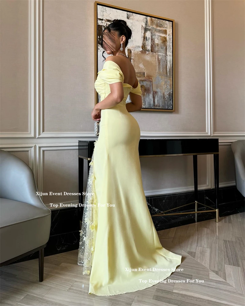 Xijun Yellow Luxury Mermaid Evening Dresses Saudi Arabric Flowers Beading Prom Dress  Off The Shoulder Long Prom Gown Customized image 5