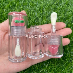 4ml fruit strawberry lid unique Transparent Empty Lipgloss Tubes Private Label Gradient Big Brush Lip Gloss Tubes With Packaging