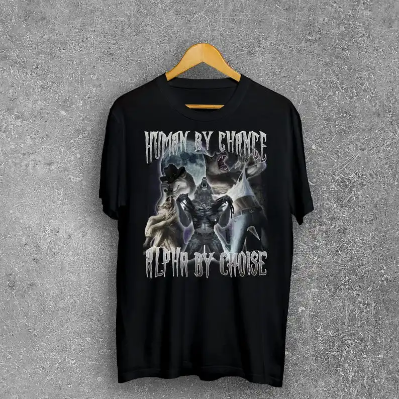 Human By Chance Alpha By Choice Funny Werewolf Tearing Shirt, Wolf T-shirt, Weird Clothes, Shirts Tee, Shirts That go Hard