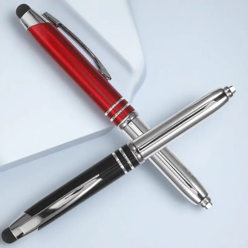 

4Pcs LED Light Ballpoint Pen with Touch Screen Stylus Metal Body Portable Compact Design for Nurses Offices Classrooms Home Use