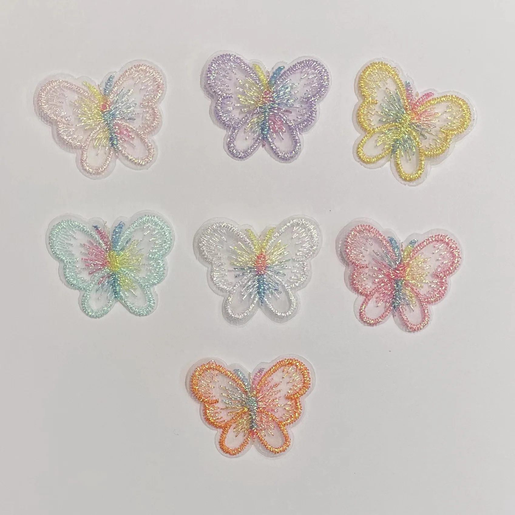 

30PCS Children's cute velcro accessories colorful butterfly organza hair decoration DIY decorative fabric sticker butterfly