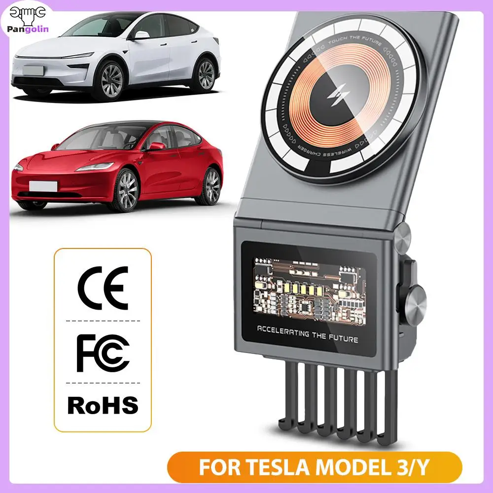 1Pc Magnetic Car Phone Holder For Tesla Model 3 Model Y 15W Wireless Charging Stand MagSafe Car Mount Auto Parts