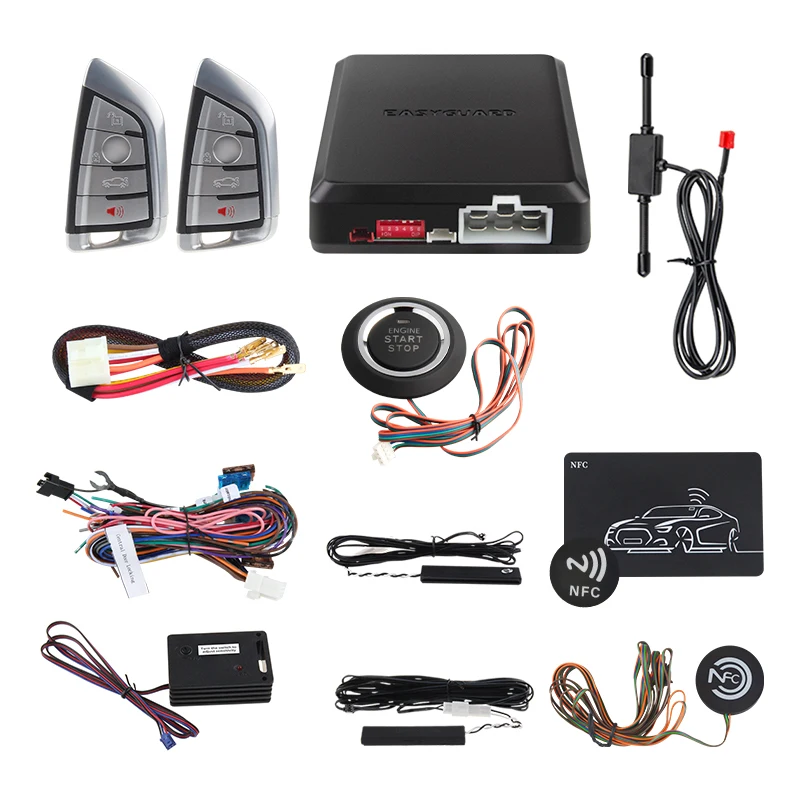 

EASYGUARD EC002-BM2 Automatic passive entry Lock Unlock Car Alarm Remote Start Starter Kit Keyless Entry System finger start