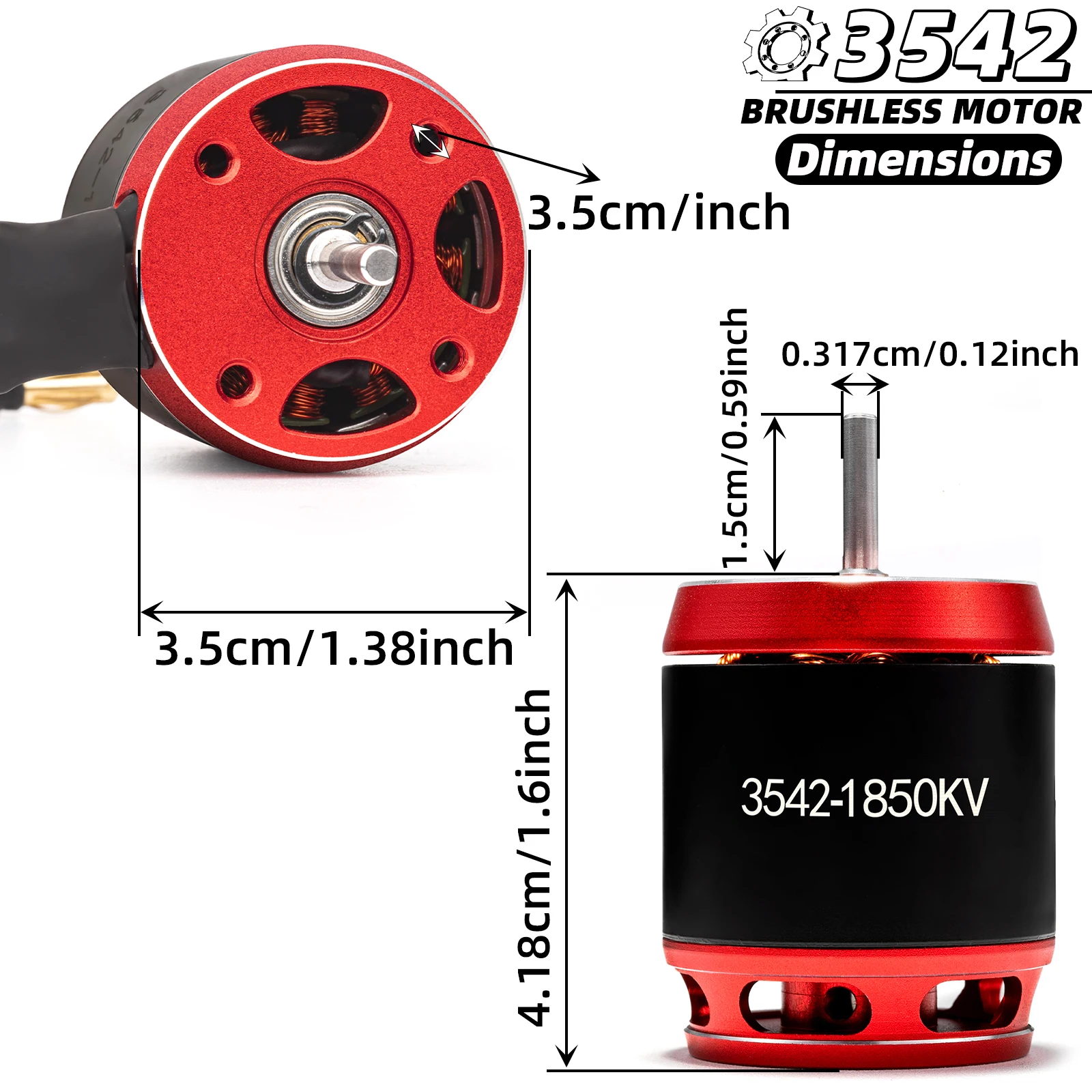 RCXAZ مقاوم للماء 3542 محرك خارجي بدون فرشاة 1850/2250KV لأجزاء ترقية RC الزاحفة المحورية SCX10 90046 traxxas