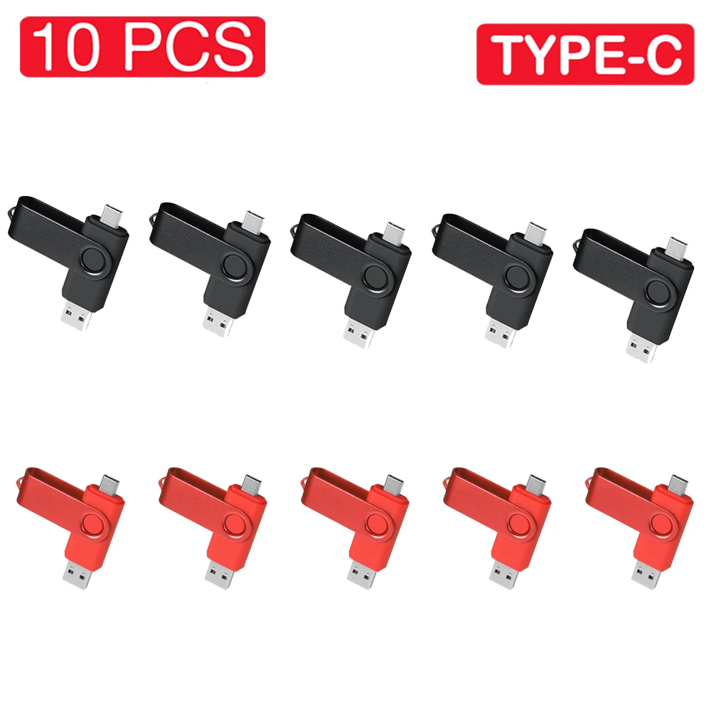 

JASTER 10 PCS LOT Memory stick 128GB Key Chain USB Flash Drive 64GB Plastic Pen Drive 32GB TYPE-C For Phone U Disk 16GB