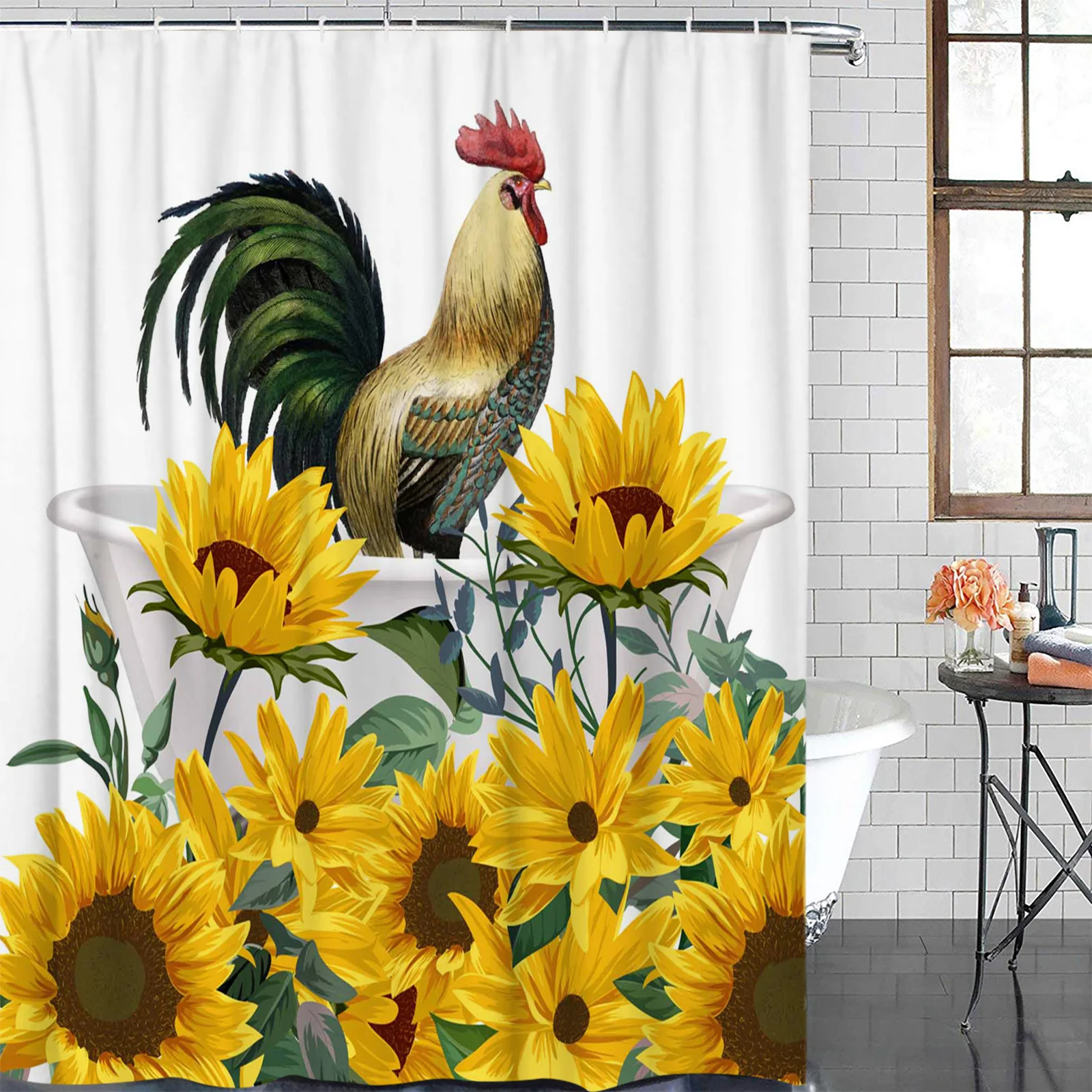 Animal Sunflower Rooster Bathtub Waterproof Bathroom Decoration Shower Curtain Printed Bathtub Curtains Bathroom Accessories