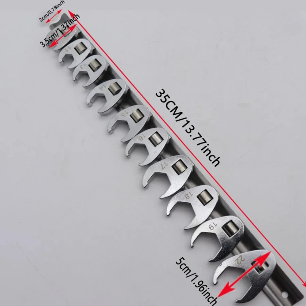 

High Quality 10Pcs 3/8Inch Drive Crowfoot Wrench 3/8Inch Drive Carbon Steel Open End Spanner Metric Foot Horn Wrench Head