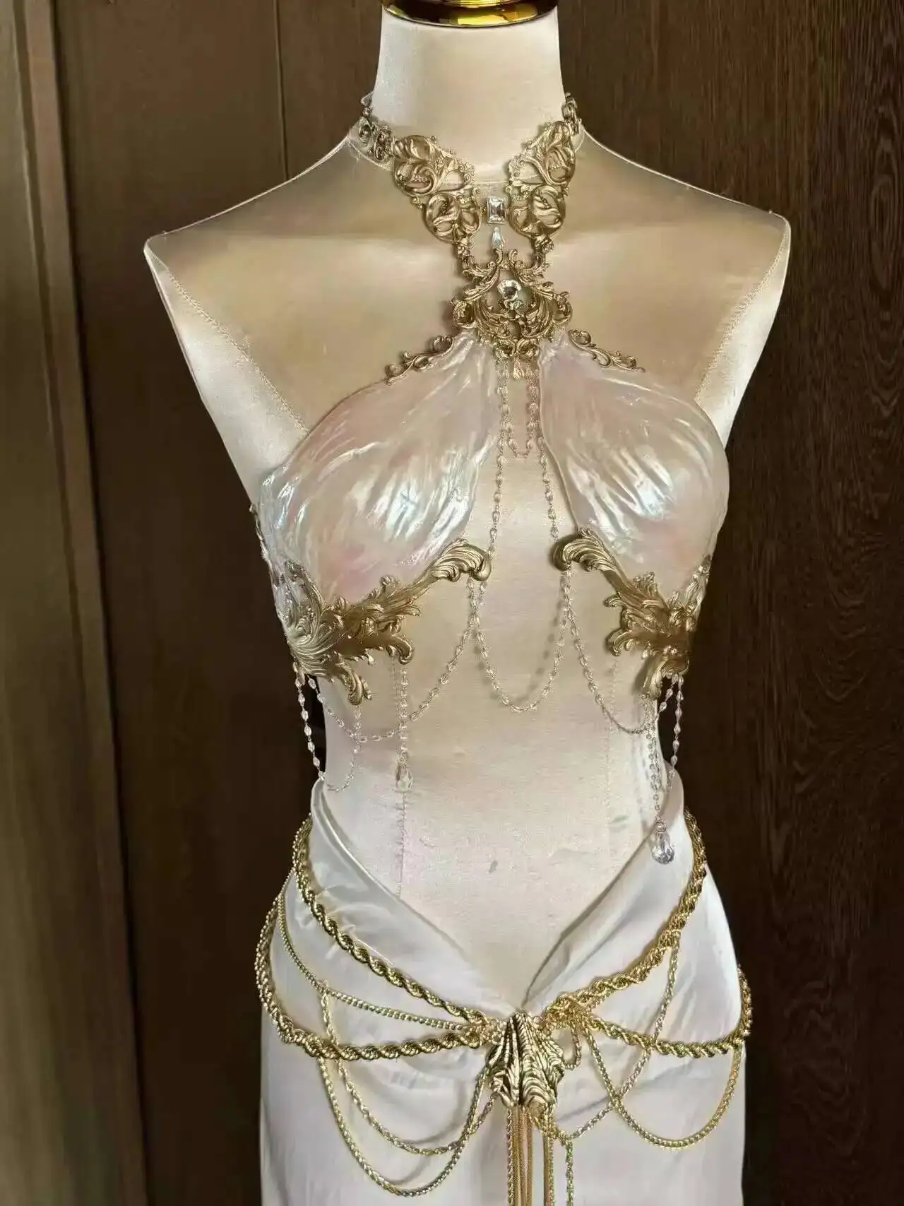 ZIWU Design Mermaid Outfit Original Design Bra Elf Cosplay Costume Princess Party Dress (with Waist Chain, Skirt Not Included) view 2
