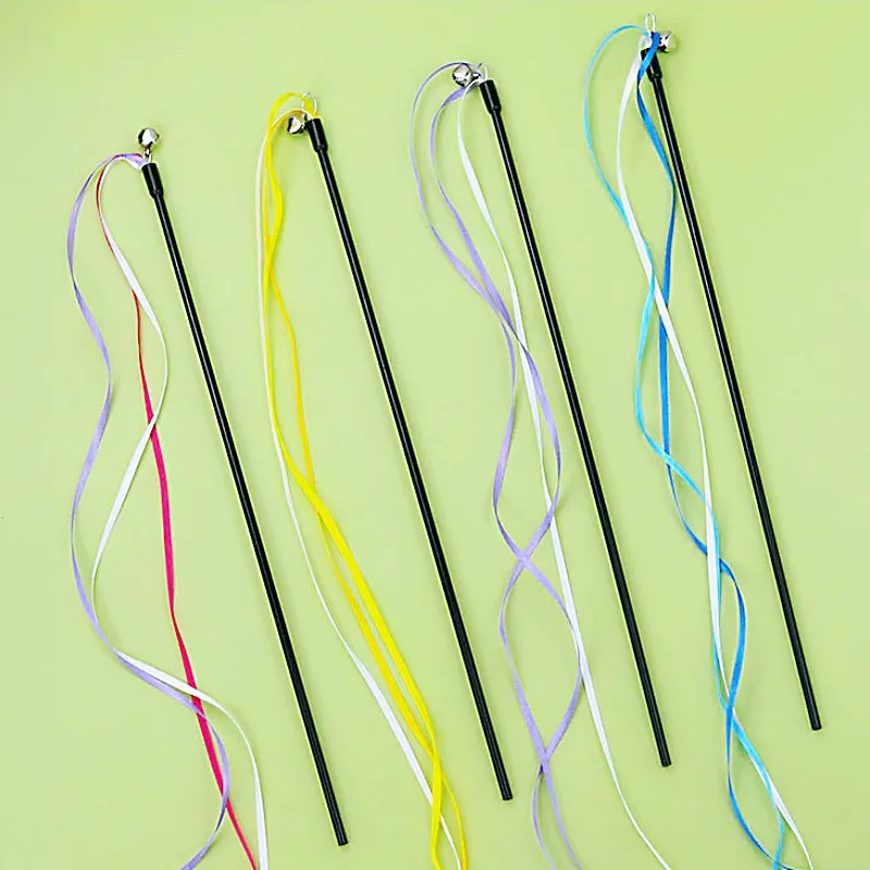 

Cat Toy Ribbon Tassel Toy Cats Teaser Sticks Long Handle Cat Toys Interactive Rainbow Tassel Toys for Cats Teasing Pet Supplie