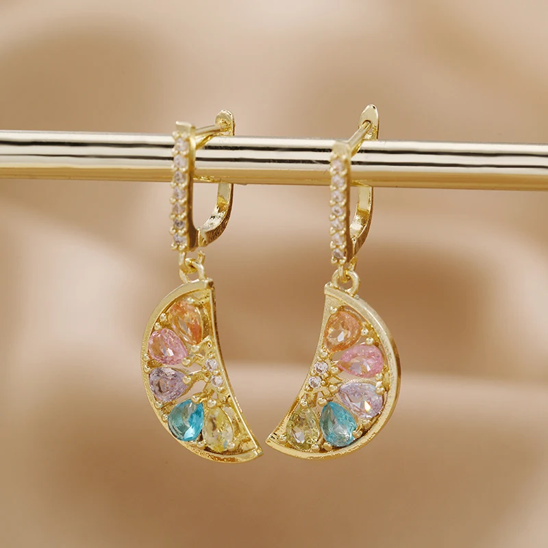 Classic Personality Stainless Steel Micro-inlaid Gorgeous Fruit Lemon Earrings Fashionable Charm Temperament Jewelry Earrings