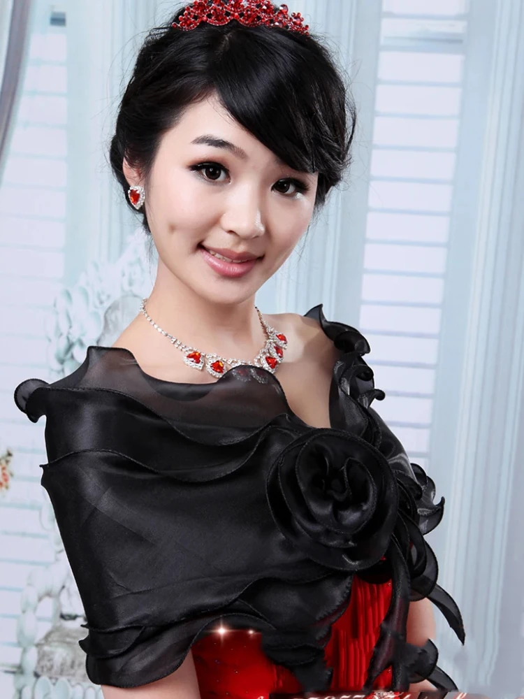 Black White Ivory Bride Cape Wedding Cape Bridal Wrap Formal Dress Waistcoat All-match Pj40