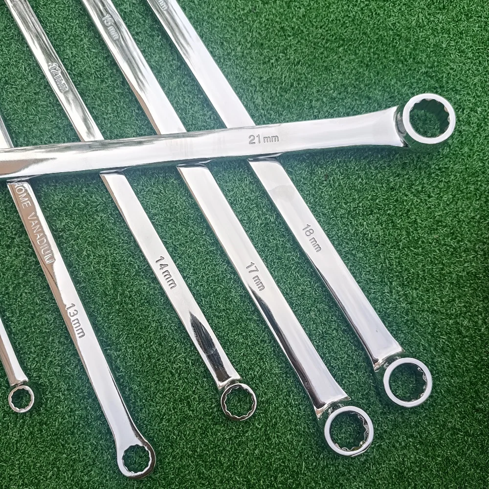 6 Pcs Extra Long Double Ring Box End Spanner Aviation Wrench Set Strong Power Less Effort Metric 8mm-19mm