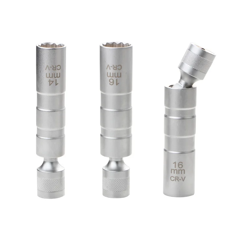 

Spark Plug Socket Wrench Adapter 14mm16mm Set Universal Joint with Magnetic Flexible Socket Thin Wall 3/8" Drive Car Repair Tool