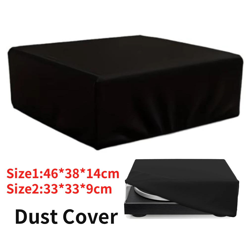 2 Sizes Turntable Dust Cover Waterproof For Static Oxford Fabric Record Player Cover Black Household Turntable Protective Cover