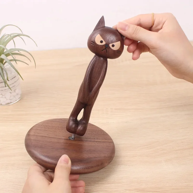 Wooden Roll Paper Towel Holder, Cute Cat, Real Wood, Engraved Paper Holders, Bathroom Tissue, Toilet Storage Accessories